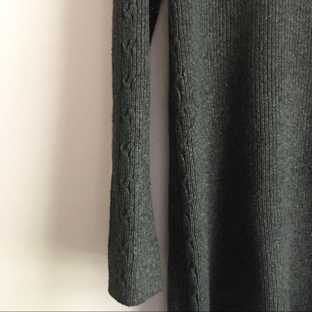 Zara Ribbed Braided Turtleneck Dress Gray Size M - Picture 5 of 12